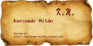 Kercsmár Milán névjegykártya