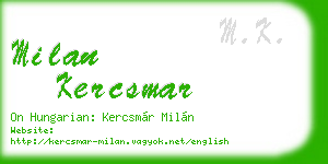 milan kercsmar business card