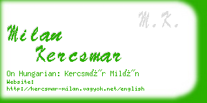 milan kercsmar business card